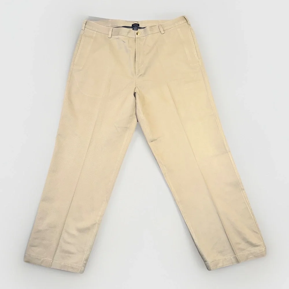 Izod Chinos Men's Khaki Pants Size 42x32 Straight Fit Excellent Condition
